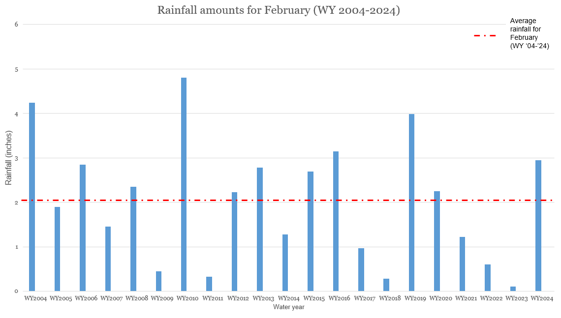 Graph with rainfall by year