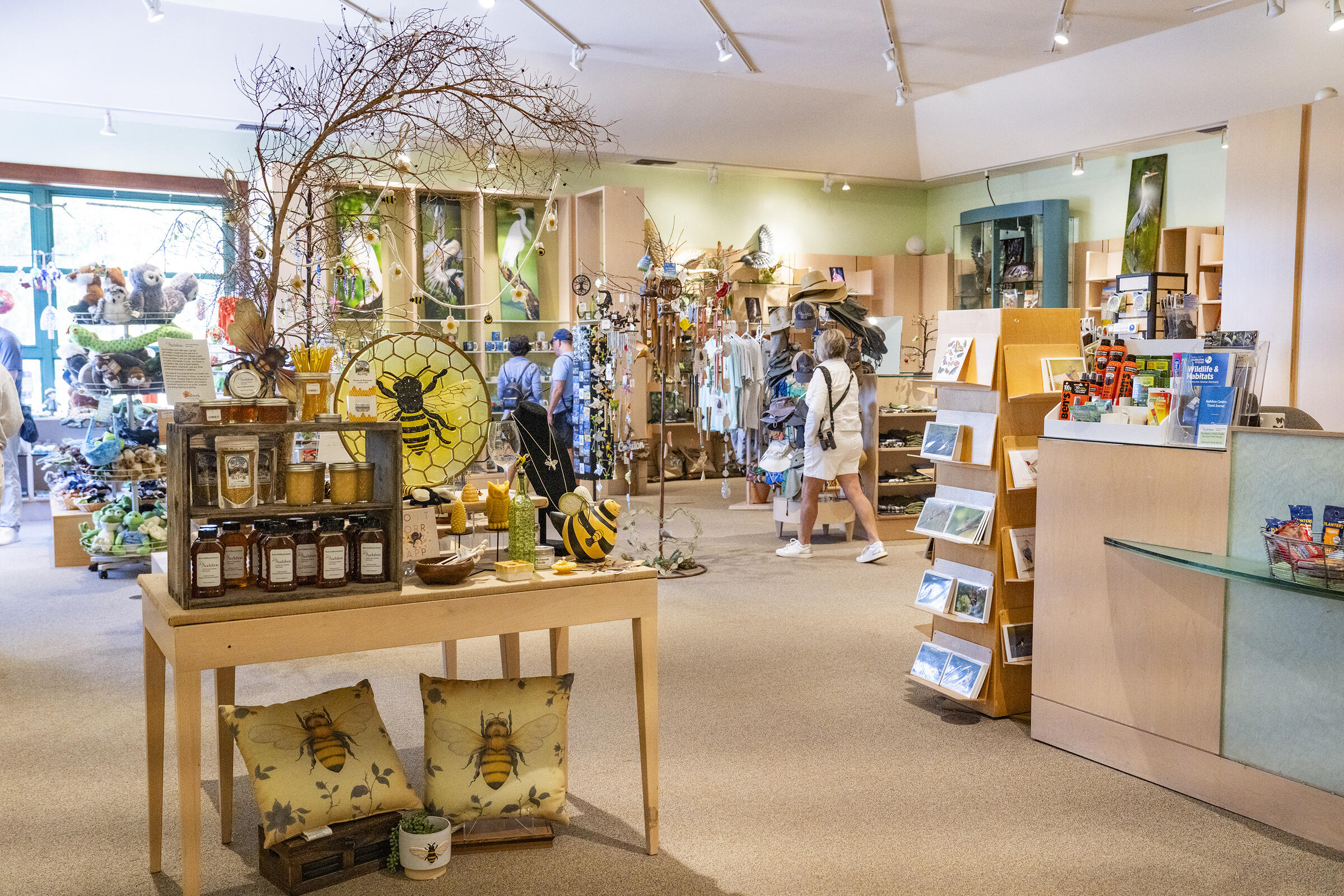 The interior of a nature store with colorful merchandise.