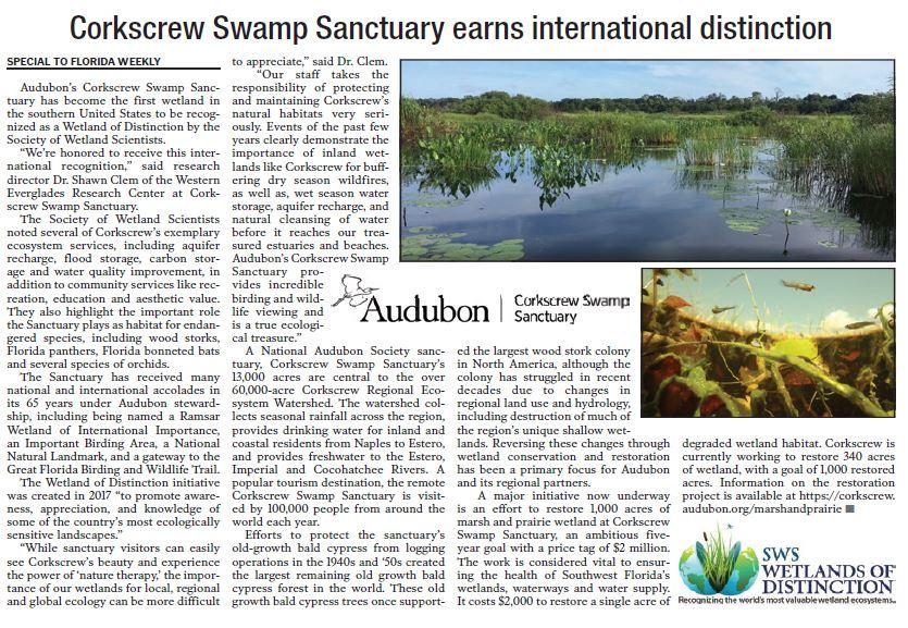 Wetland of Distinction Coverage | Audubon Corkscrew Swamp Sanctuary